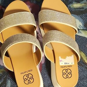 Daisy Fuentes Gold Rhinestone Sandals